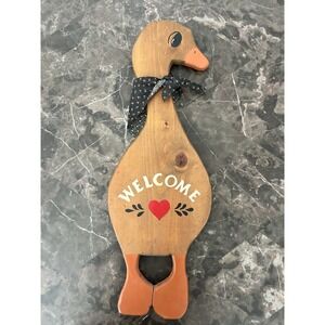 1986 Vintage Cottage Wooden Goose Duck Welcome Sign